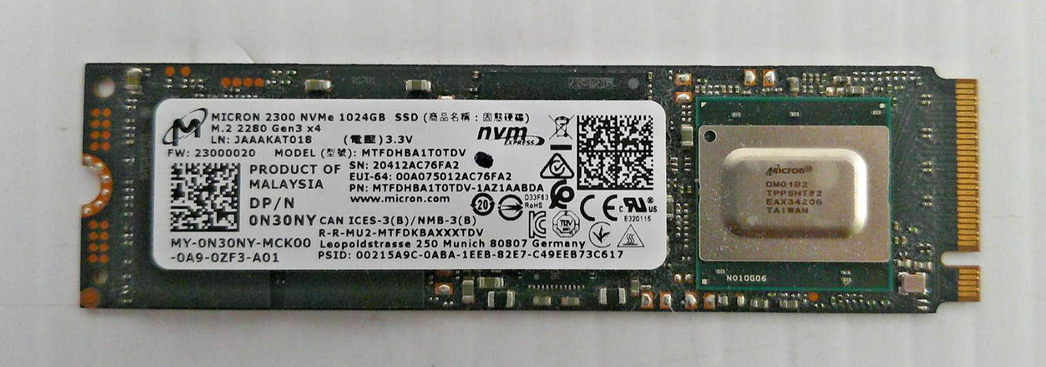 Micron 2300 1024GB / 1TB NVMe SSD- 94% Health