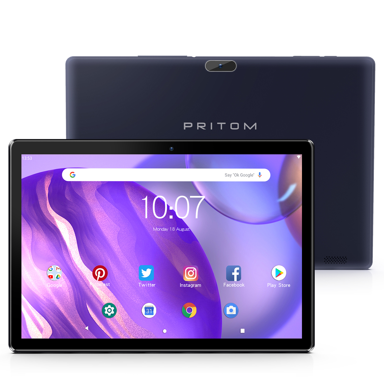 PRITOM 10 inch Android Tablet, 64GB 10" Pad Quad-Core Processor 5000mAh Wifi