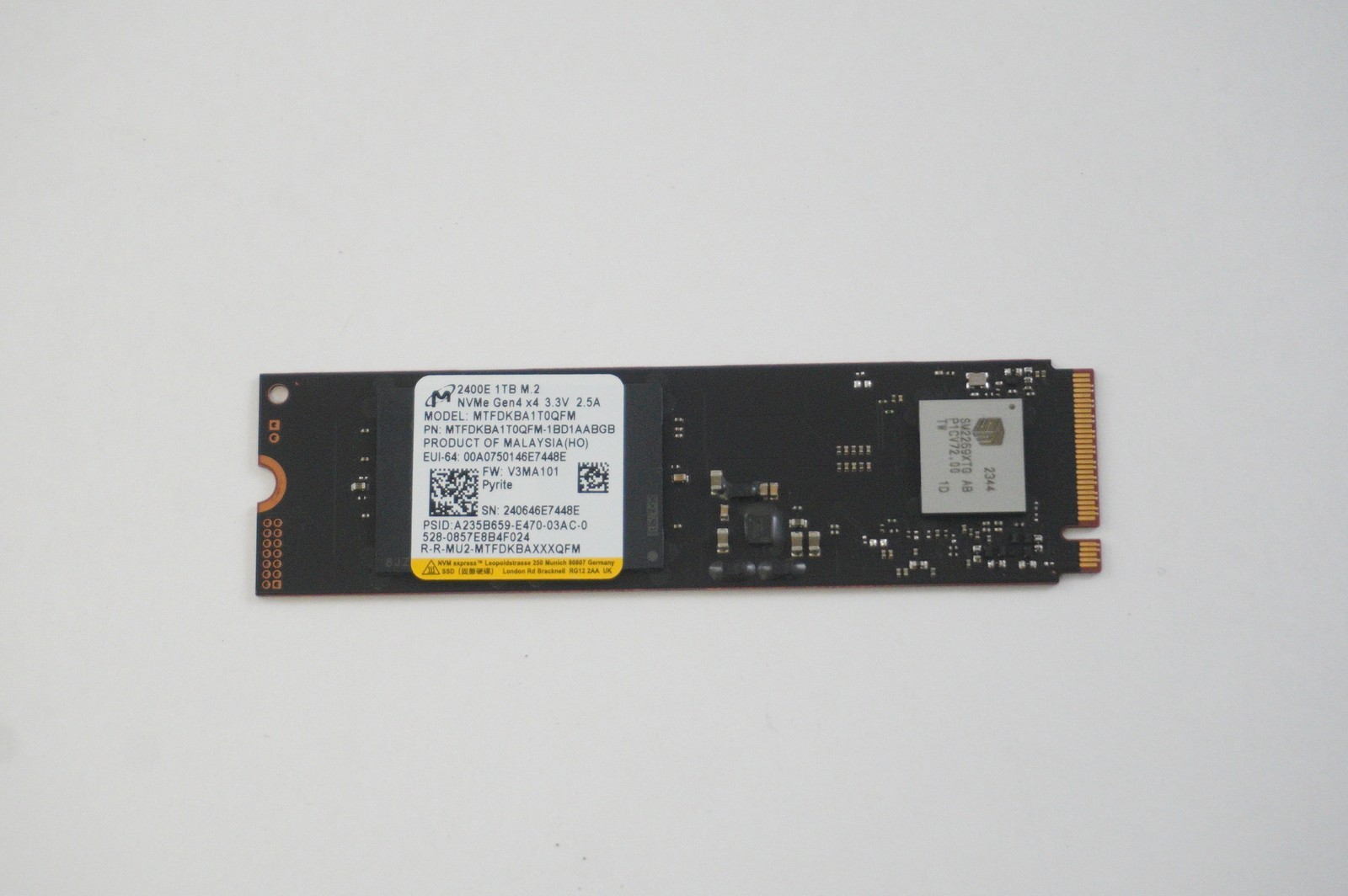 MTFDKBA1T0QFM Micron 1TB PCIe NVMe Gen4x4 M.2 2280 SSD Drive