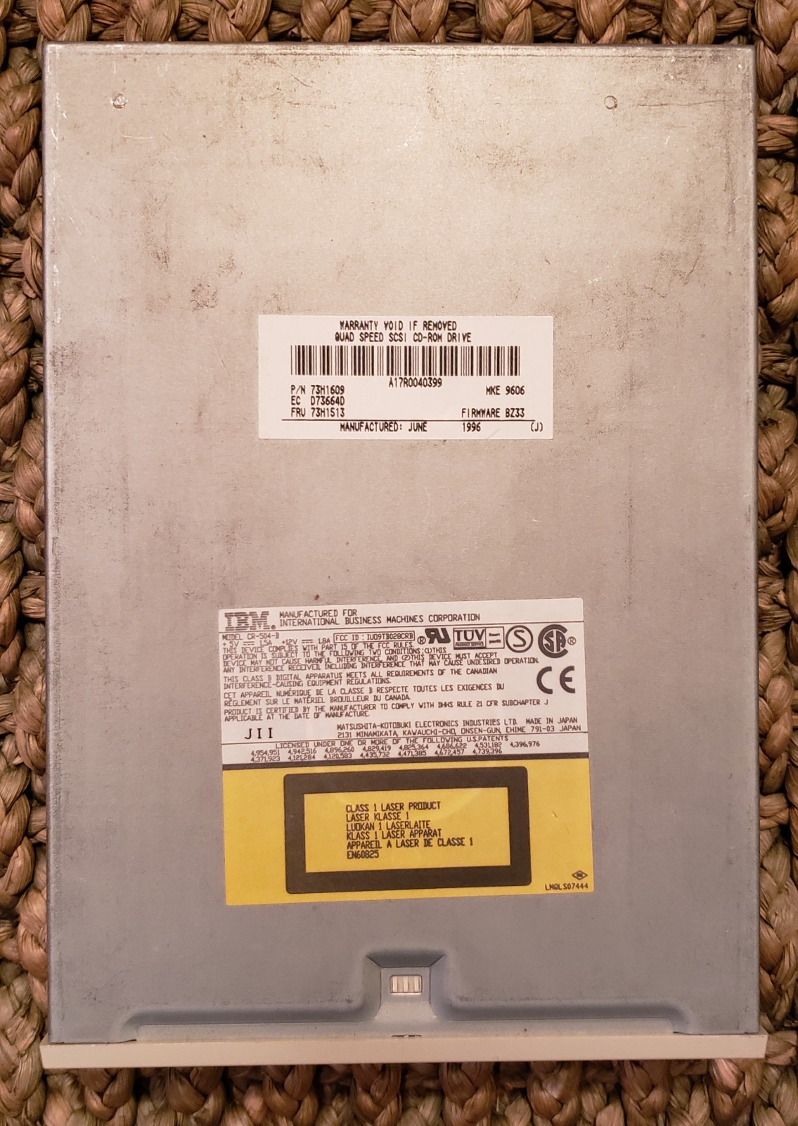1996 IBM 73H1609 4X SCSI internal CD ROM Drive By Matsushita Kotobuki Japan