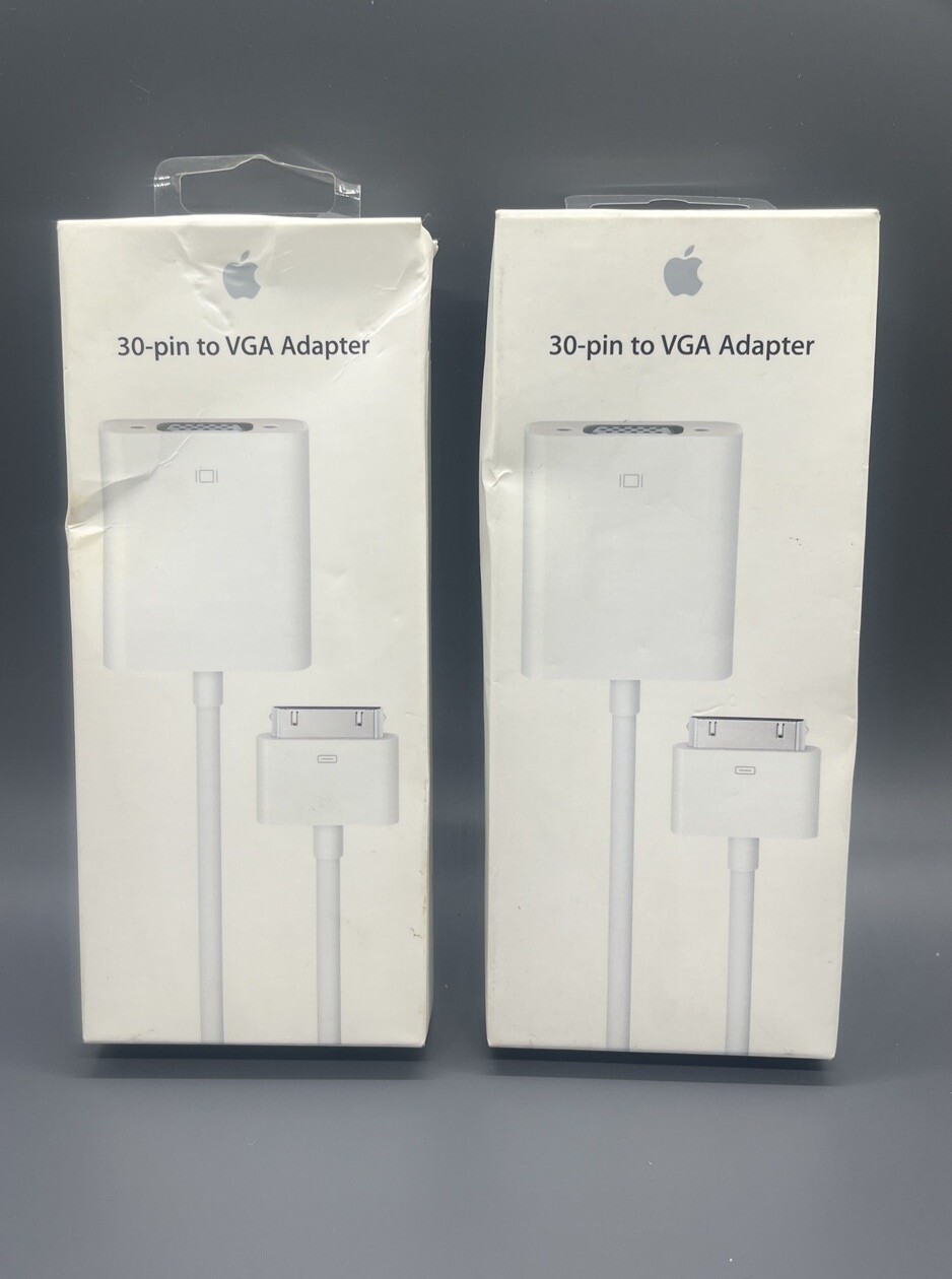 Apple 30-Pin to VGA Adapter iPad 2/iPhone 4/iPod Touch OEM MC552ZM/B Lot of 2