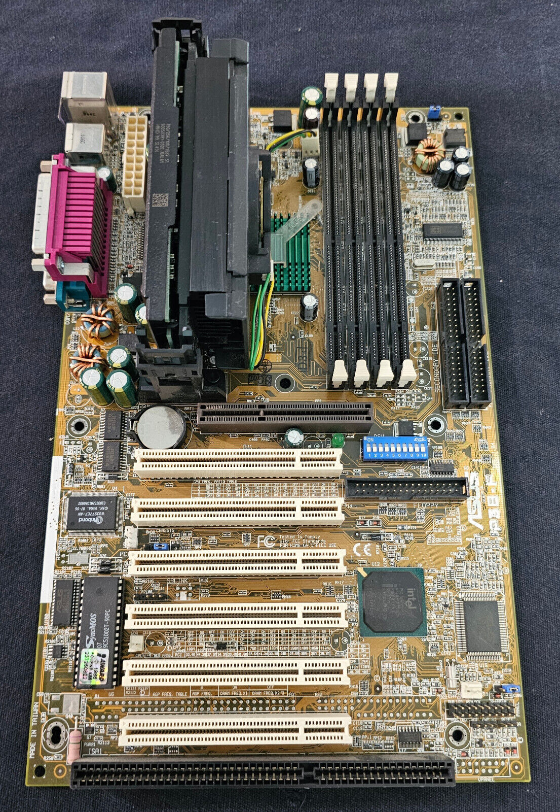 Vintage ASUS P3B-F Motherboard with Intel Pentium III 750mhz CPU - Untested