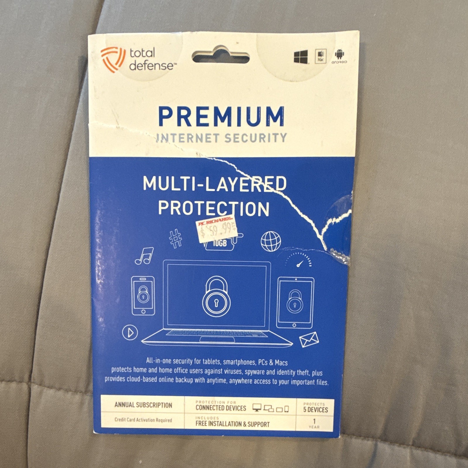 Total Defense Premium Internet Security Antivirus 5-Device Annual Key Card