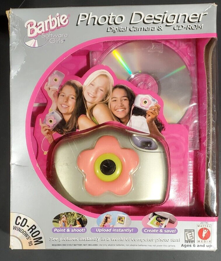 Vintage 1998 Barbie Photo Designer Digital Camera & CD-ROM Computer Damaged Box