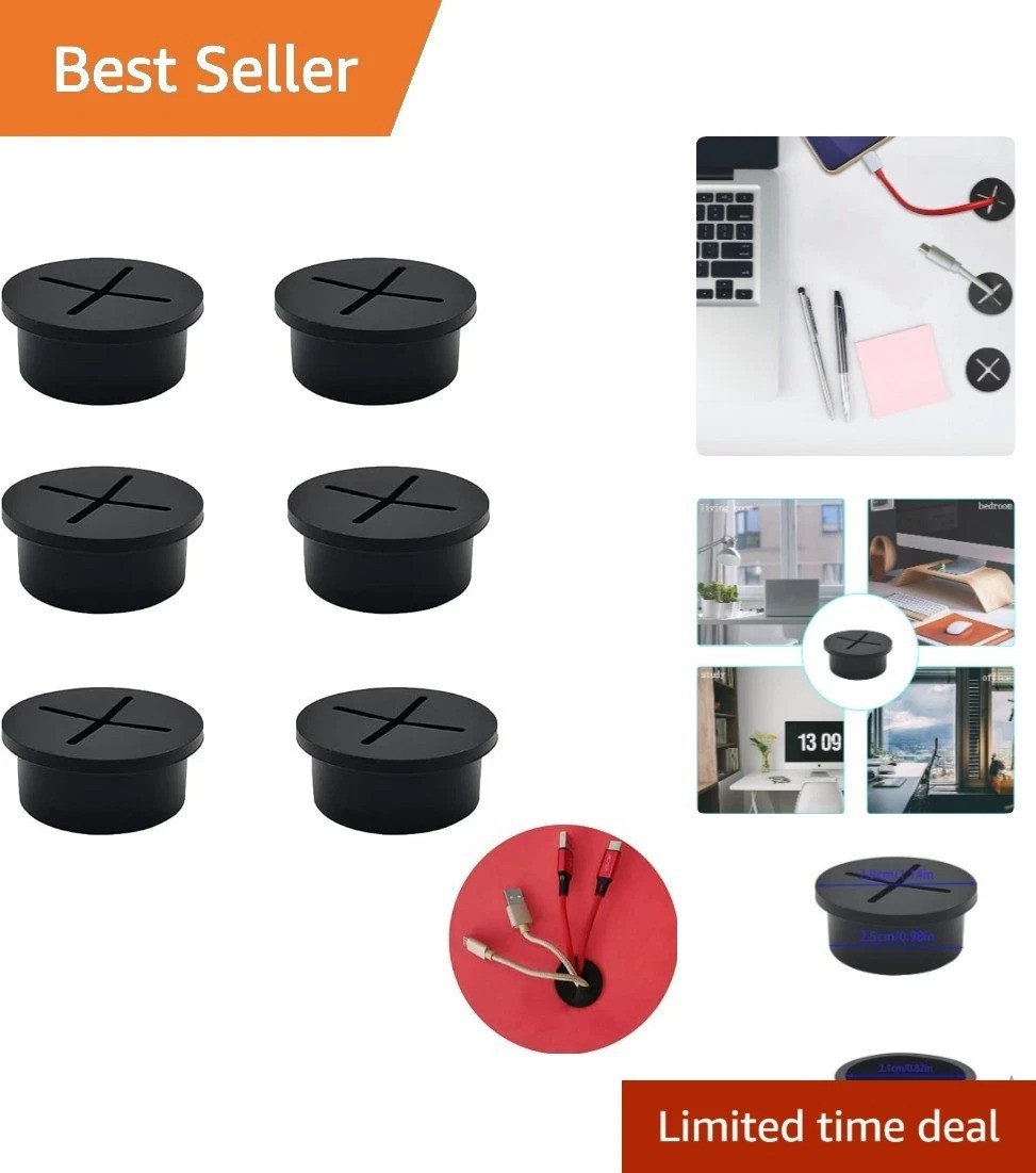 6 Pcs 1-Inch Self-Adhesive Cable Grommet for Elegant Wire Management Solutions