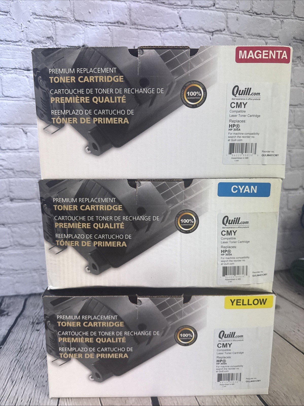 Quill CMY Laser Toner Cartidge 3pk Magenta/Cyan/Yellow For HP 305A