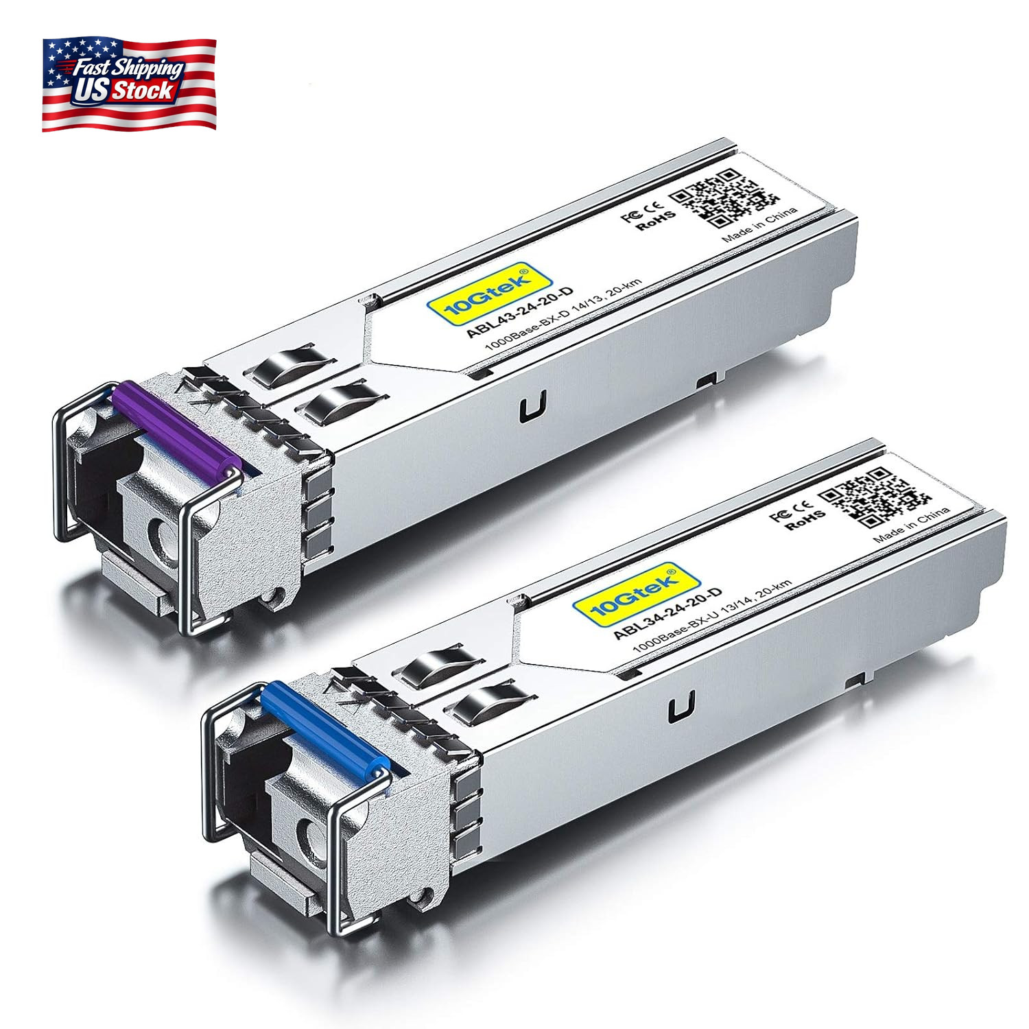 10Gtek a Pair of 1.25G SFP Bidi Singlemode Transceiver for Cisco GLC-BX-D
