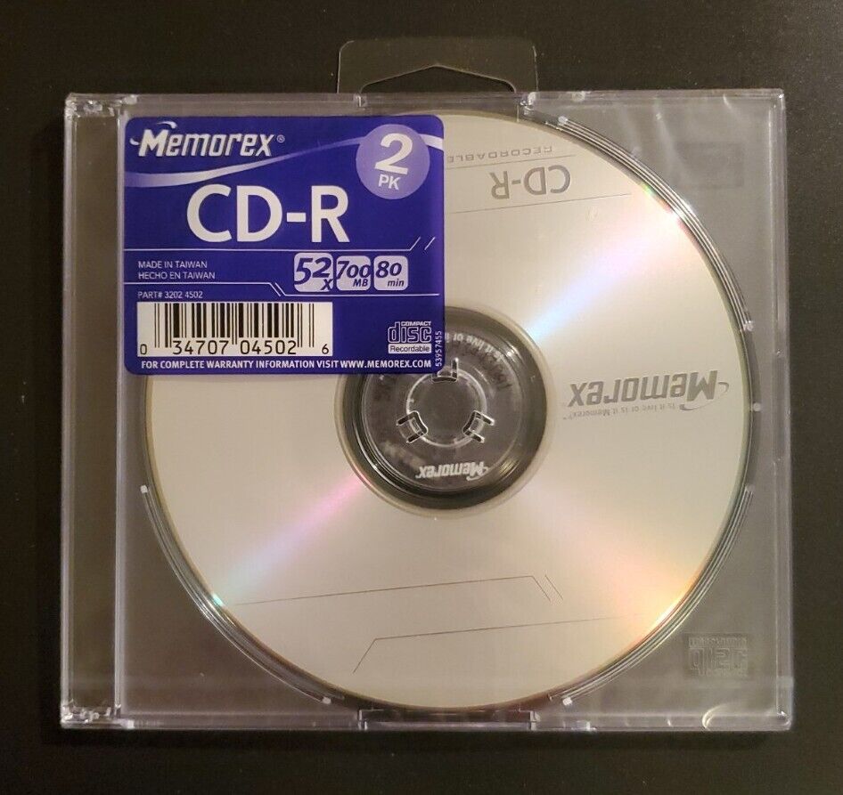 NIP Memorex CD-R 2 Pack 700 MB 80 Minutes 034707045026 Taiwan Part 32024502 New
