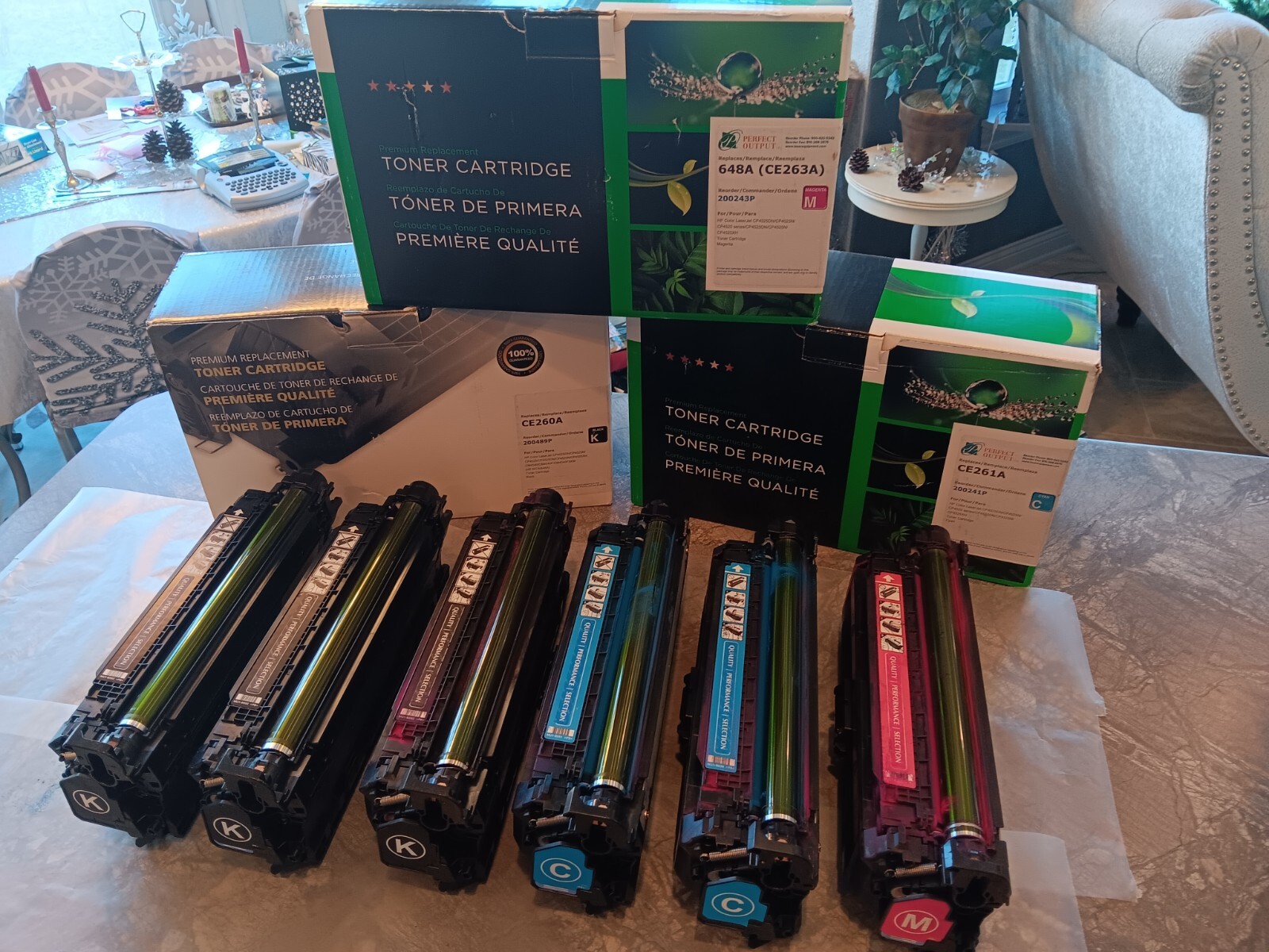 Hp Laser Jet Enterprise Toner Cartridge Lot Of 6- CE260A, CE261A, CE263A- Used