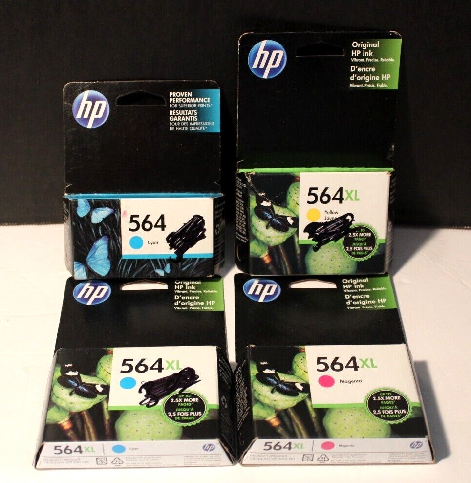  Lot Of 4 HP 564 Color Cyan, Magenta, Yellow,  Ink Cartridges Expired 2019,20,21