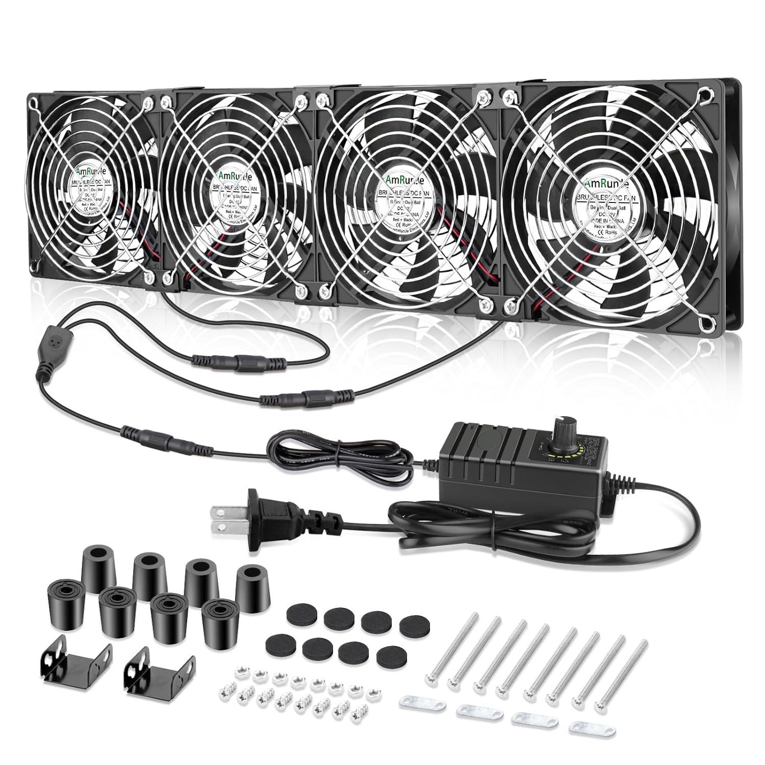 4X 120mm Server Rack Fan with Speed Control 110V 240V Ball Bearing |