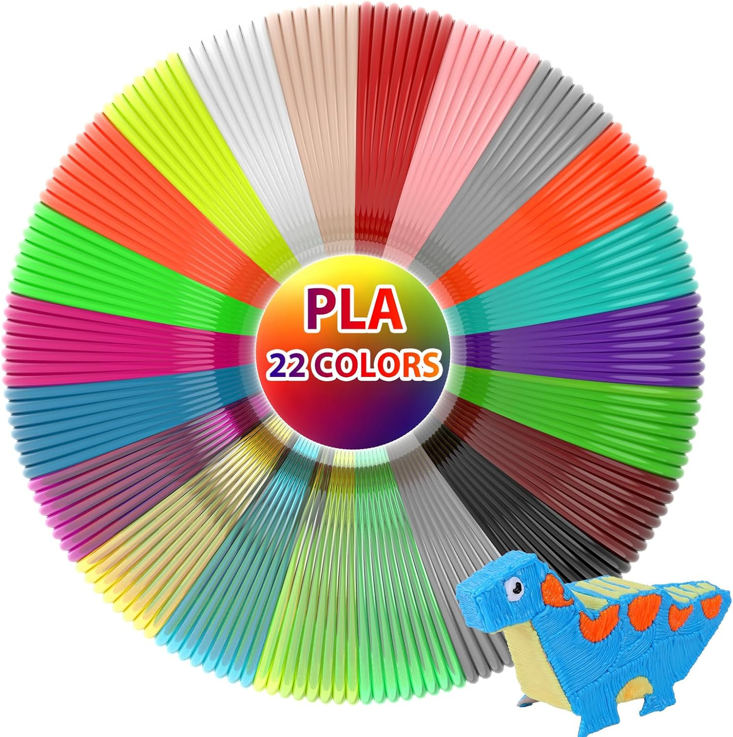3D Pen Filament Refills, 22 Colors, 1.75Mm PLA, 220 Feet