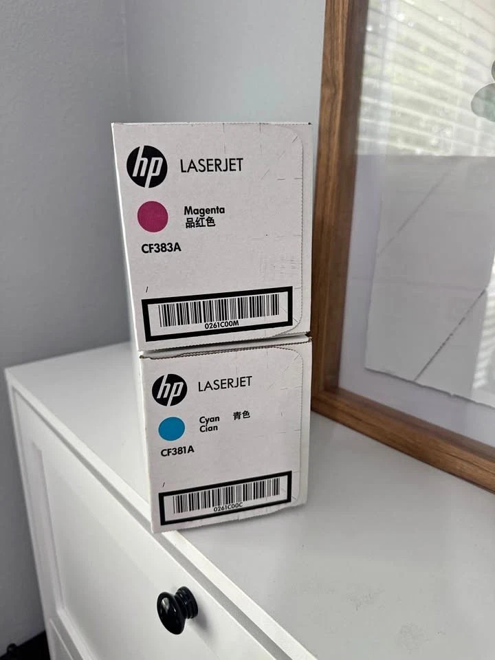 LOT OF 2 HP 312A CF440AM Genuine Original Cyan Magenta LaserJet Toner Cartridge