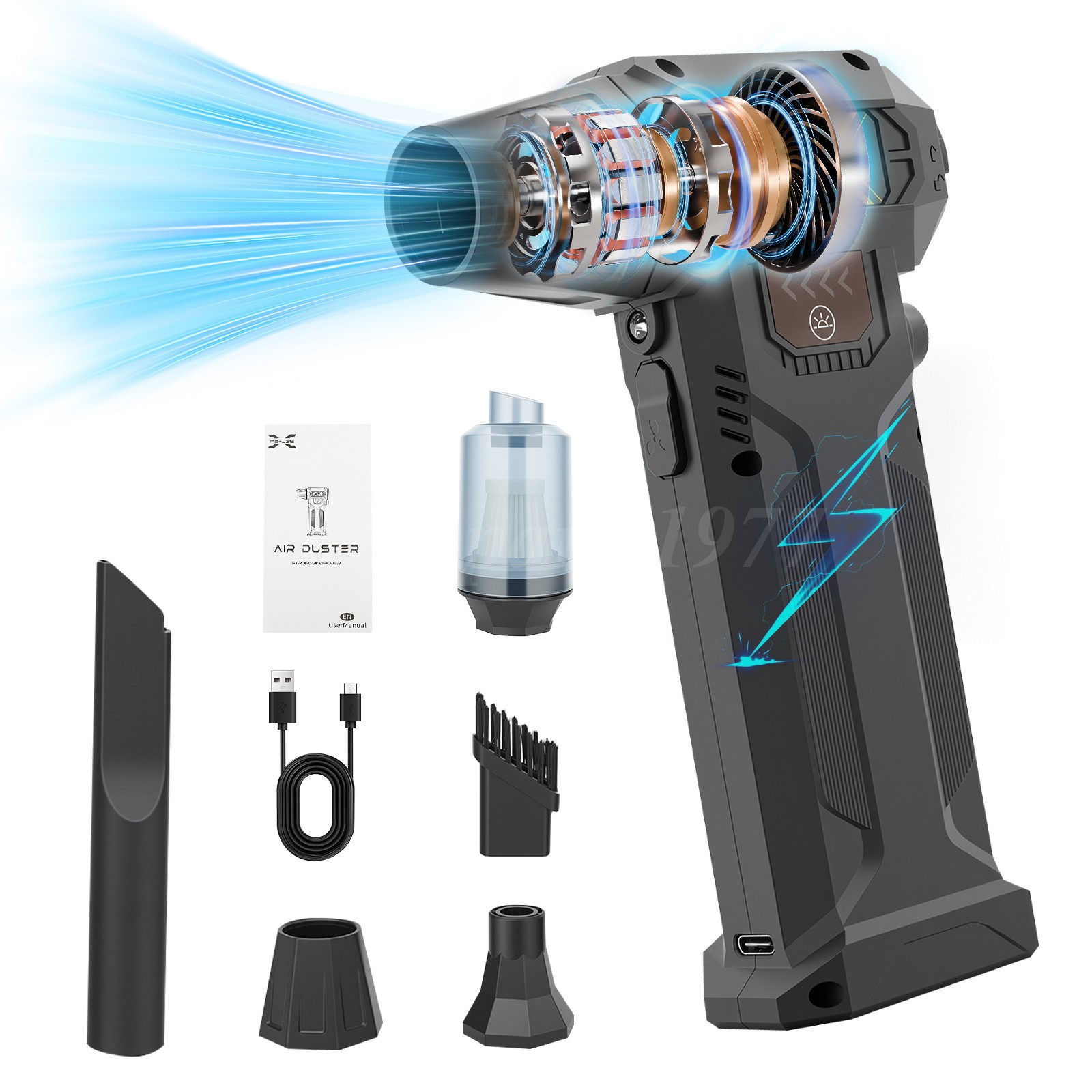 Compressed Air Duster, 2in1 280000RPM Cordless Air Duster & Mini Vacuum Cleaner