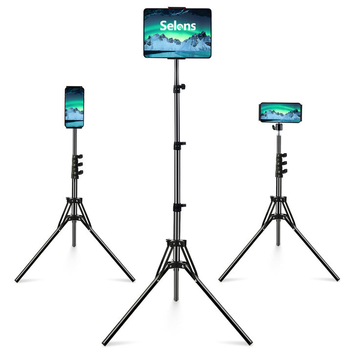 63" Tablet Floor Stand Tripod Holder Bracket Adjustable Phone For 4"-10.9" ipad