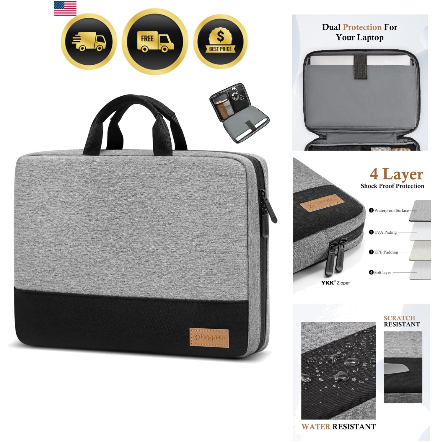 Elegant 15.6-17.3 Inch Computer Carrying Case with Extra Storage Pockets