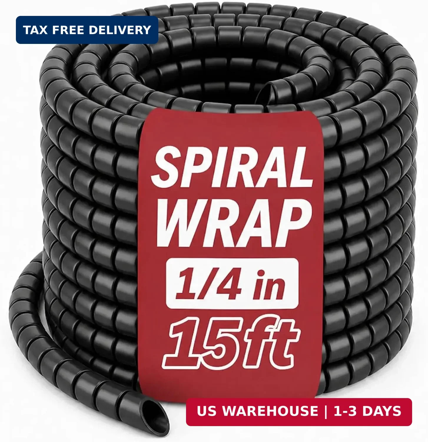 Spiral Wrap Hydraulic Hose Protector, 1/4 Inch x 15FT Heavy Duty Spiral Cable Pr