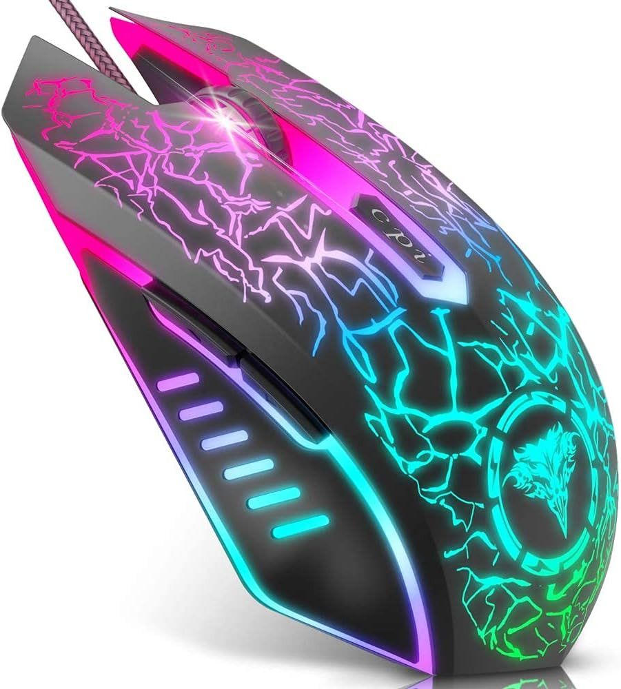 Gaming Mouse Wired, Ergonomic Gamer Laptop PC Optical Computer Mice with RGB Bac