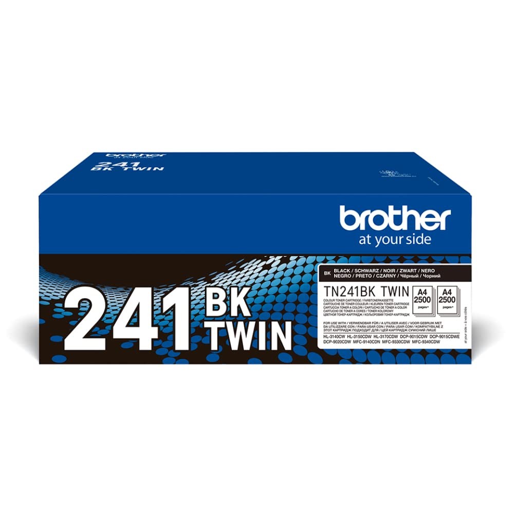 BROTHER TN-241BKTWIN Toner Cartridge, Black, Twin Pack, High Yield, includes 2 x