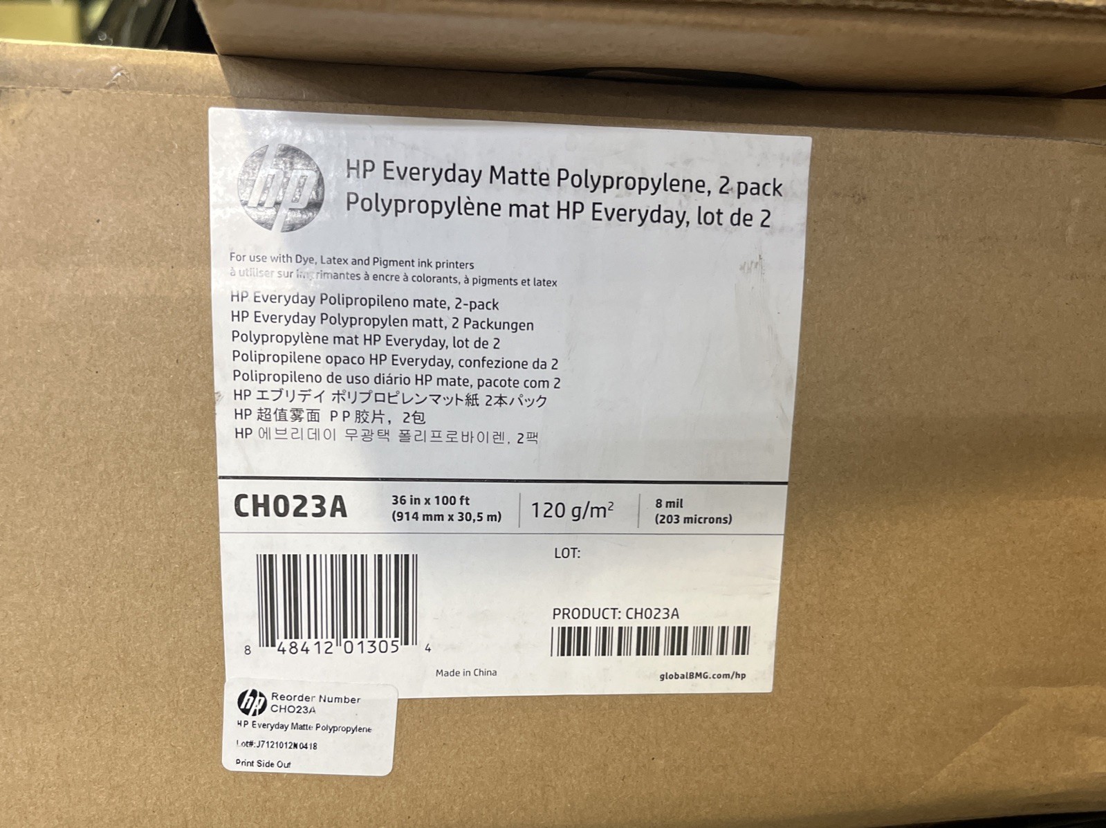 NEW 2pck Genuine HP CH023A Everyday Matte Polypropylene 36"x100' Roll 