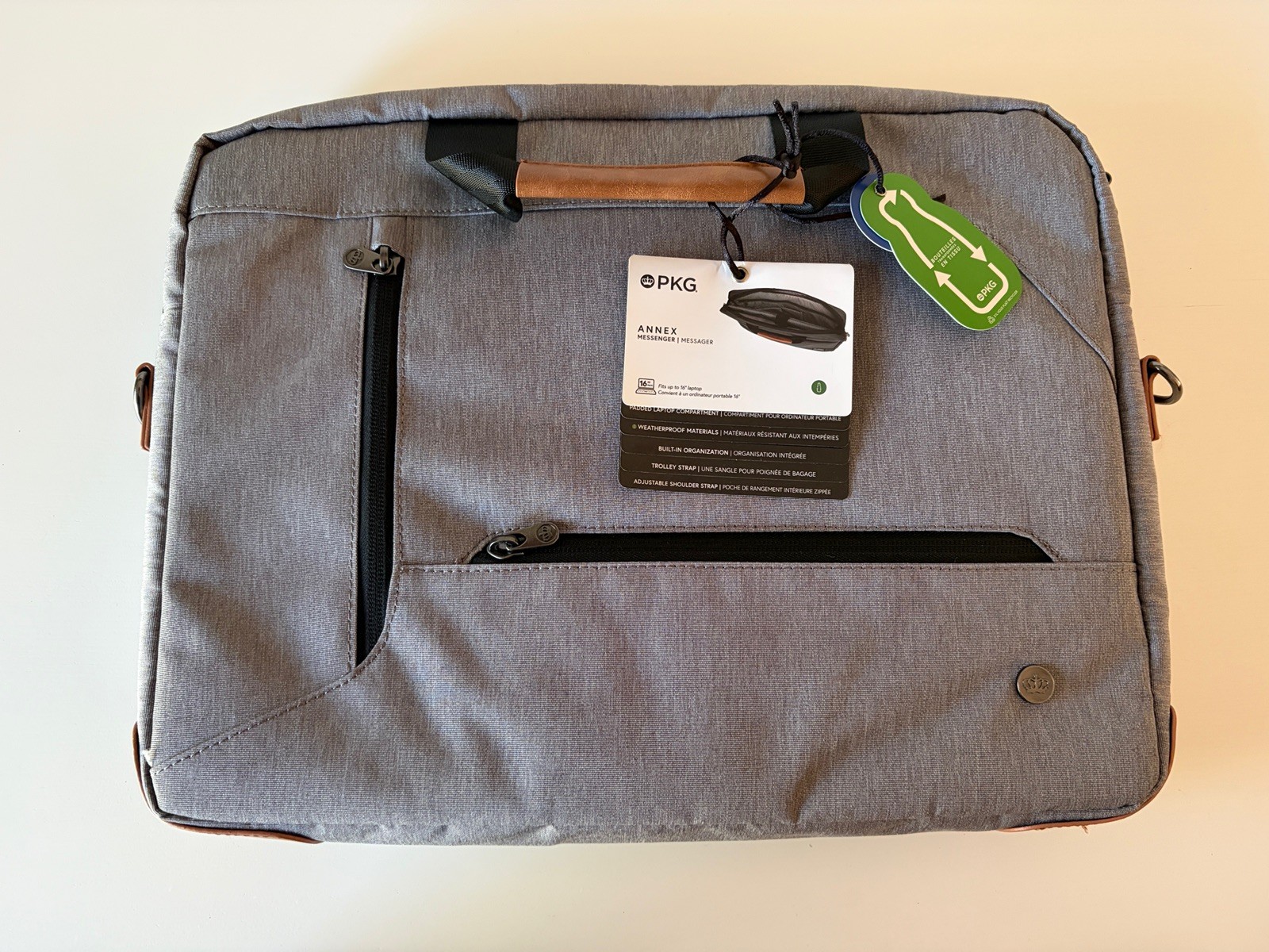 Brand New PKG Annex 16” Laptop Messenger Bag – Light Gray / Tan –  NWT