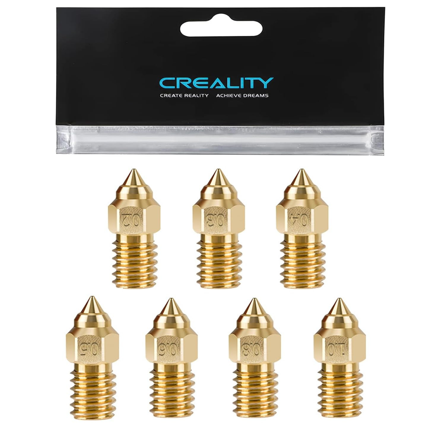 Creality 22PCS Ender 5 S1 Brass Nozzles Kit, 3D Printer 10PCS 0.4Mm and 2PCS 0.2