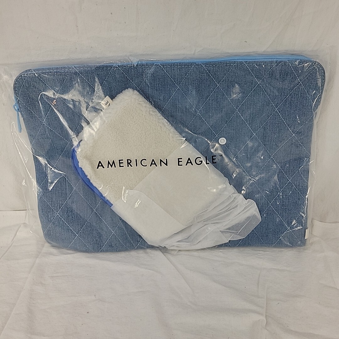 American Eagle Outfitters Laptop Sleeve with Removable Pen Pouch Denim Sherpa AE