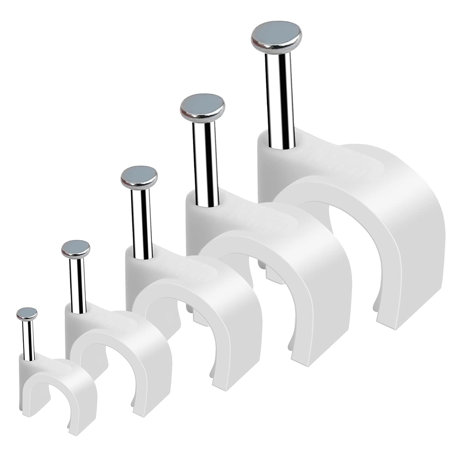 500Pcs Cable Clips with Steel Nail in Cable Clips White 4Mm 5Mm 6Mm 8Mm 10Mm Cab