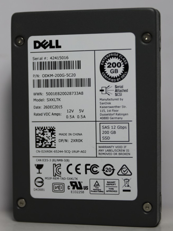 Dell 2XR0K 200GB SAS 12Gbps 2.5" Enterprise SSD 0DKM-200G-5C20