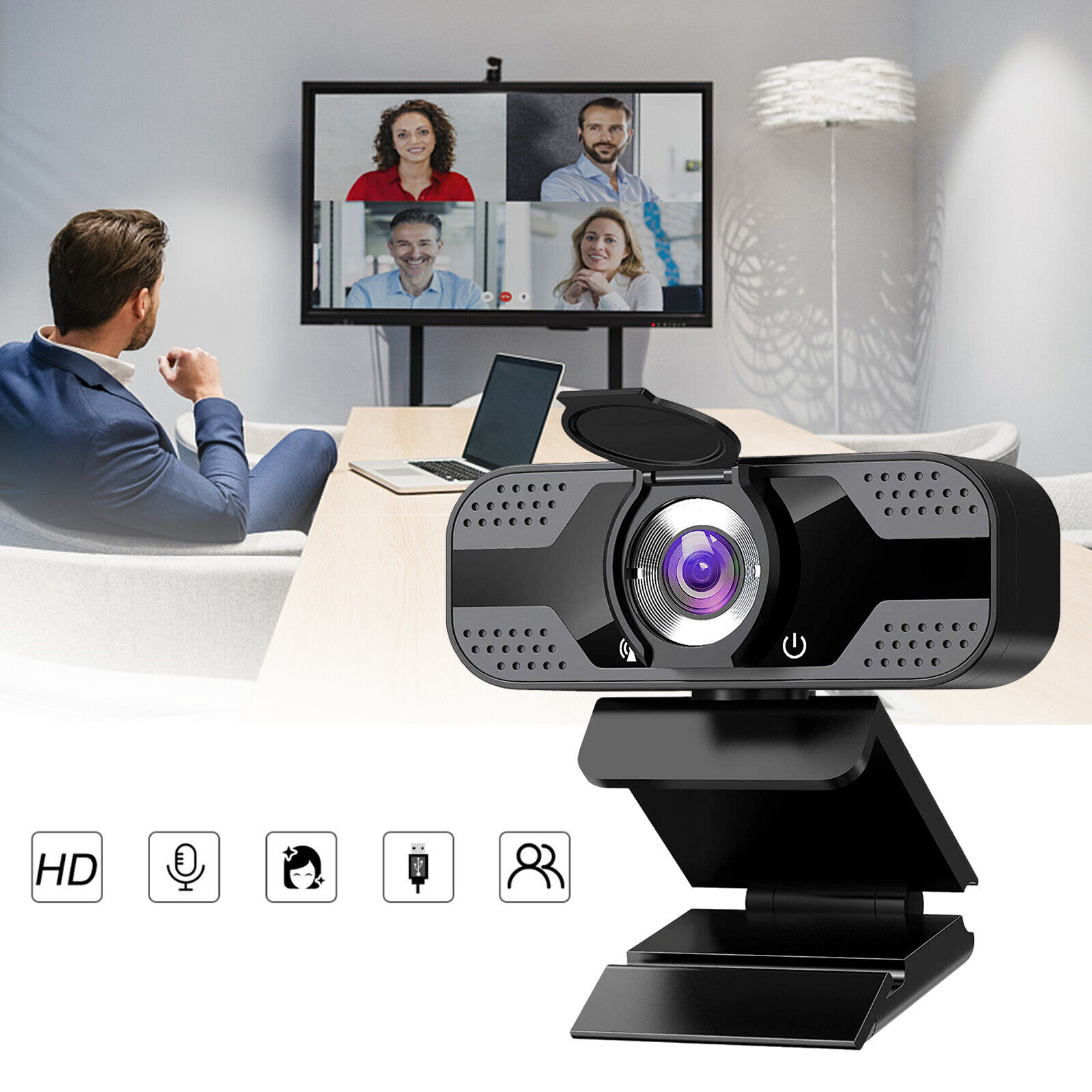 1PCS 1080P HD USB Webcam For PC Desktop&Laptop Web Camera W/Built-in Microphone