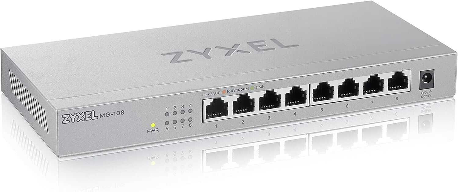 Zyxel 8-Port 2.5G Multi-Gigabit Unmanaged Switch for Home Entertainment or SOHO