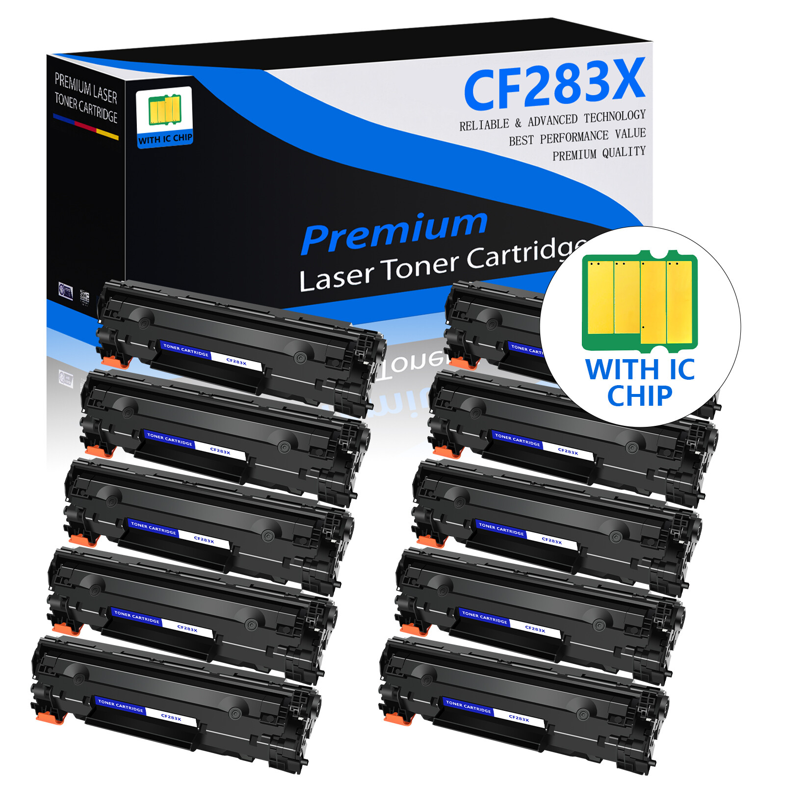 10PK CF283X 83X Toner Cartridge for HP LaserJet Pro MFP M201n M201dw Printer