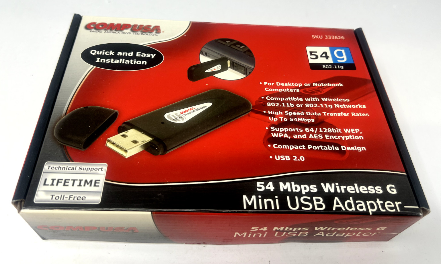 COMP USA 54 Mbps Wireless Adapter G Mini USB Adapter With Box
