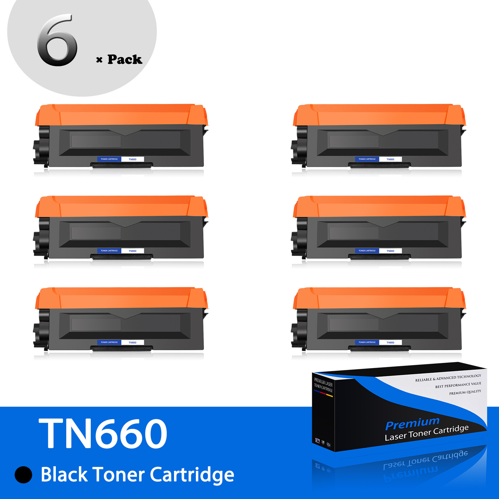 6PK Black TN660/TN630 Toner for Brother HL-L2340DW HL-L2360DW HL-L2380DW