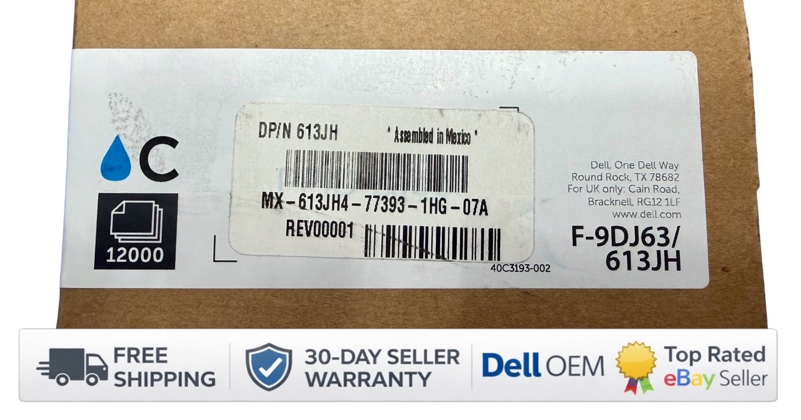 NEW Dell S5840 Series 9DJ63 Cyan Toner Cartridge High Yield 12000 Pages