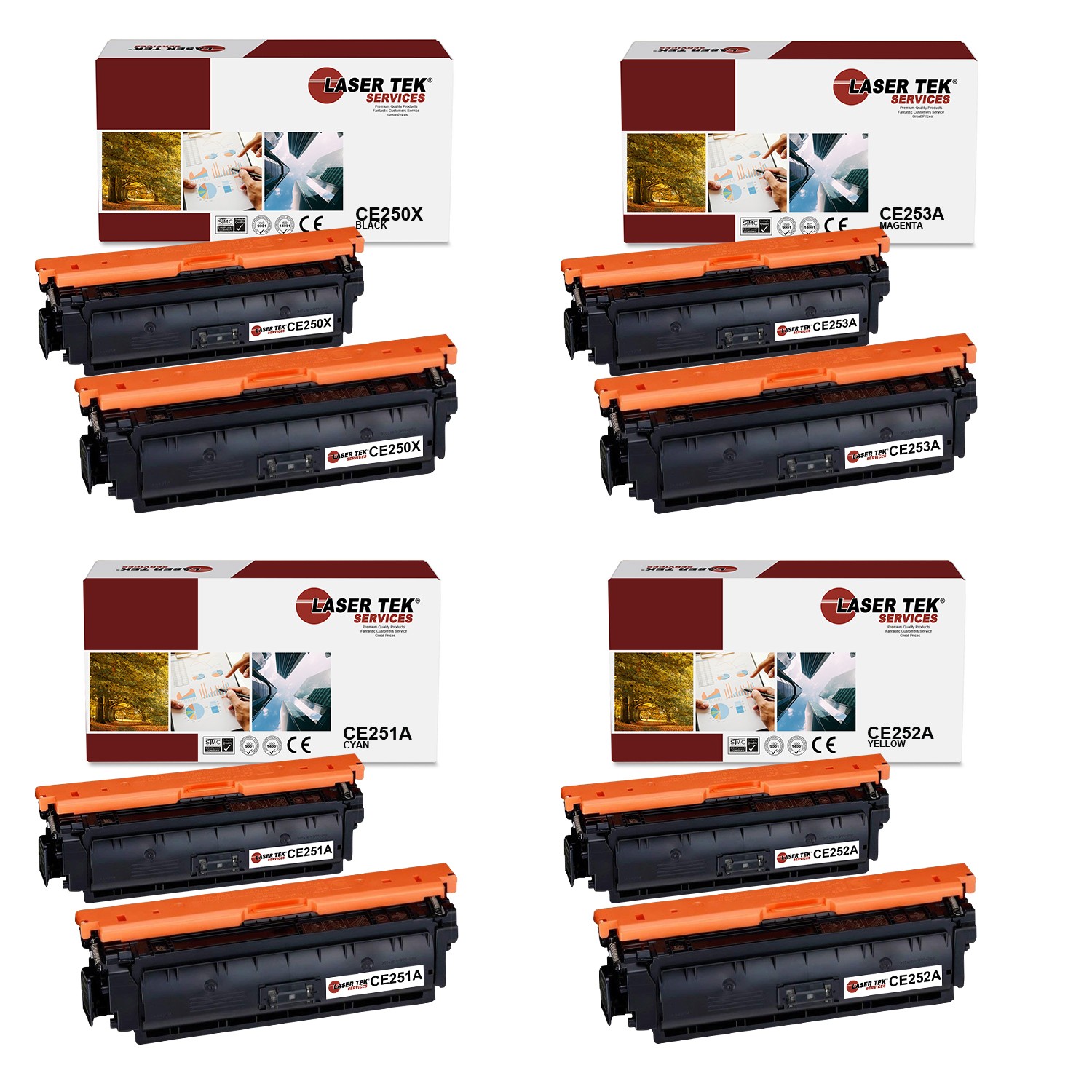 8Pk LTS 504X BCMY HY Compatible for HP LaserJet CM3530 CP3525 Toner Cartridge