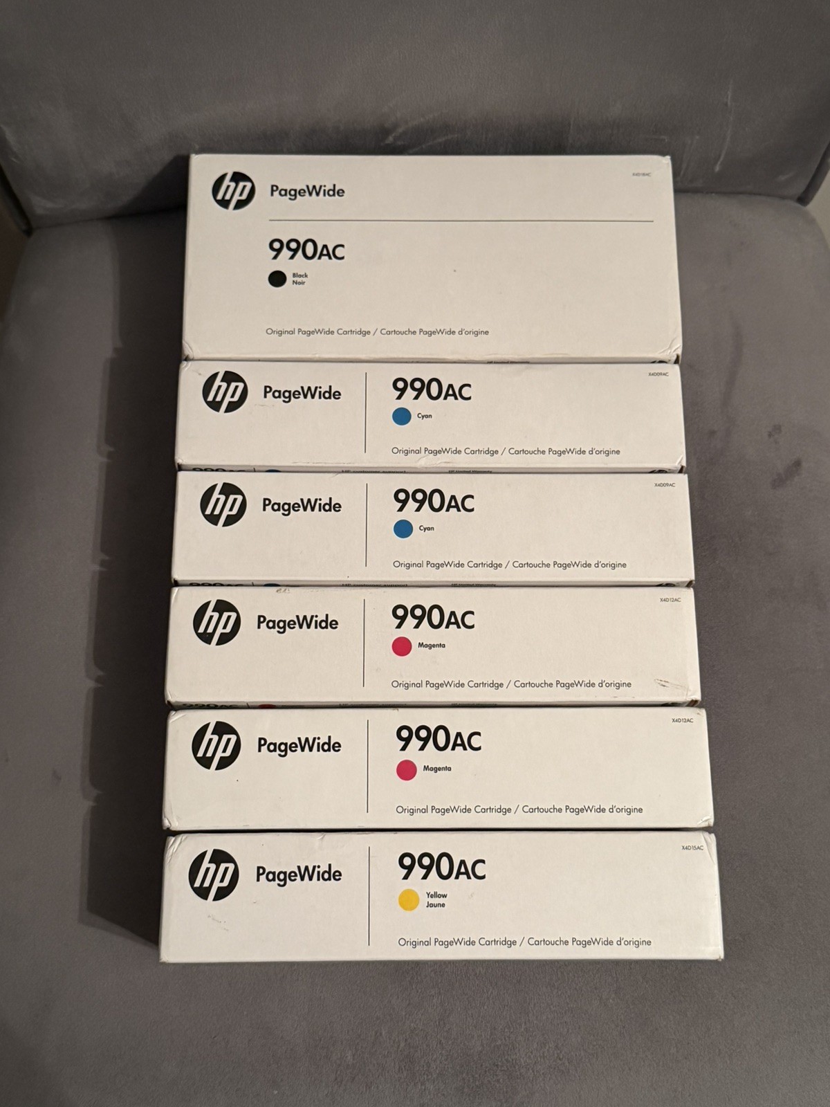 HP 990AC Genuine OEM PageWide Ink NEW Sealed 1 Black 2 Cyan 1 Yellow 2 Magenta