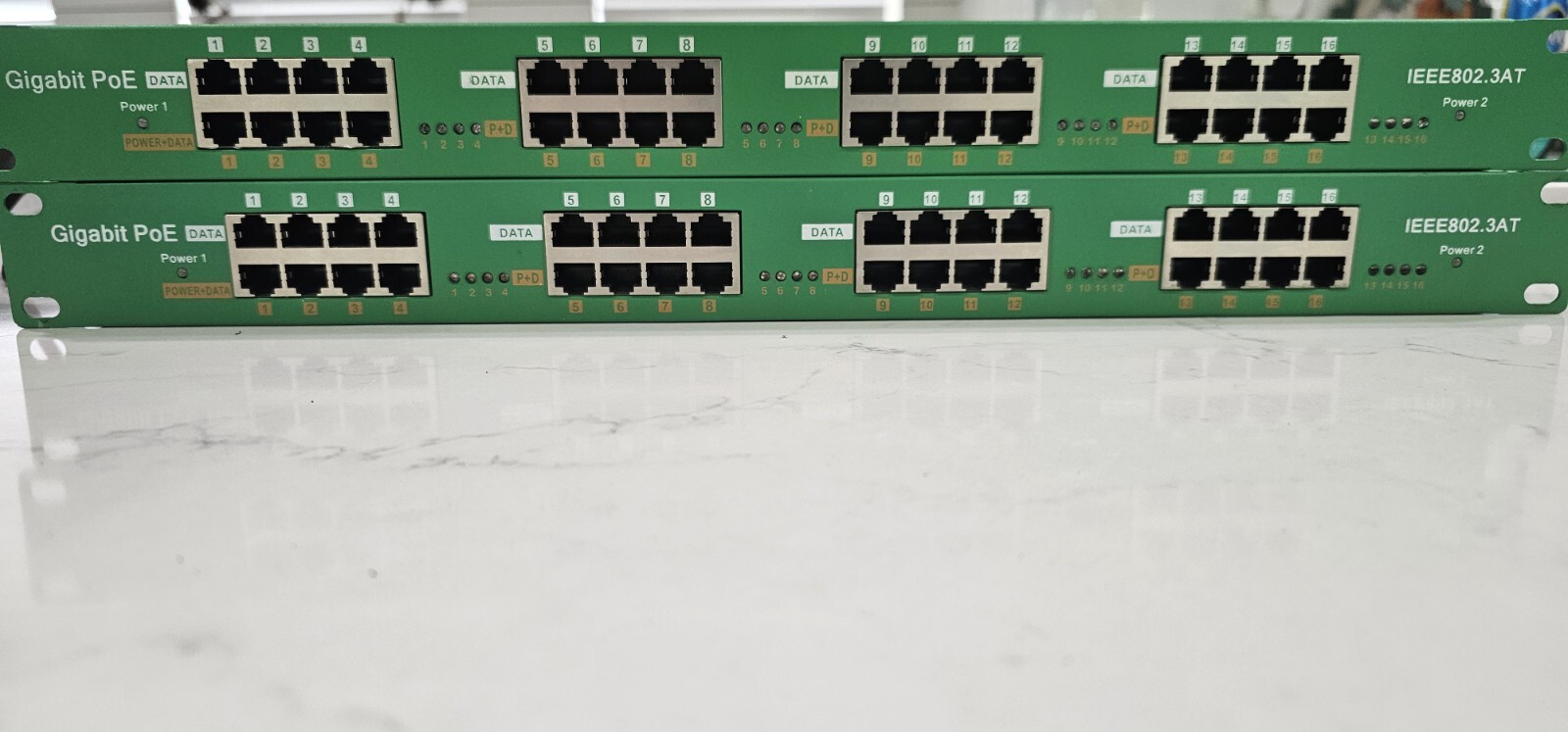 PoE Texas AT-16 Gigabit 16 Port Active 802.3at Power Over Ethernet Injector