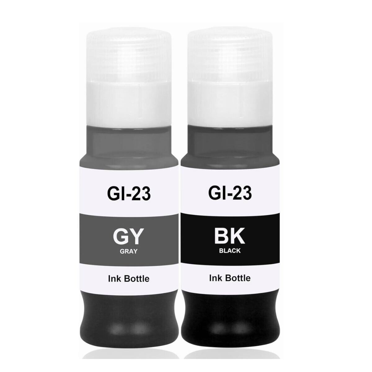 2pk GI-23 Black & Gray Compatible Ink Bottle Replacement for Canon GI-23 Refill
