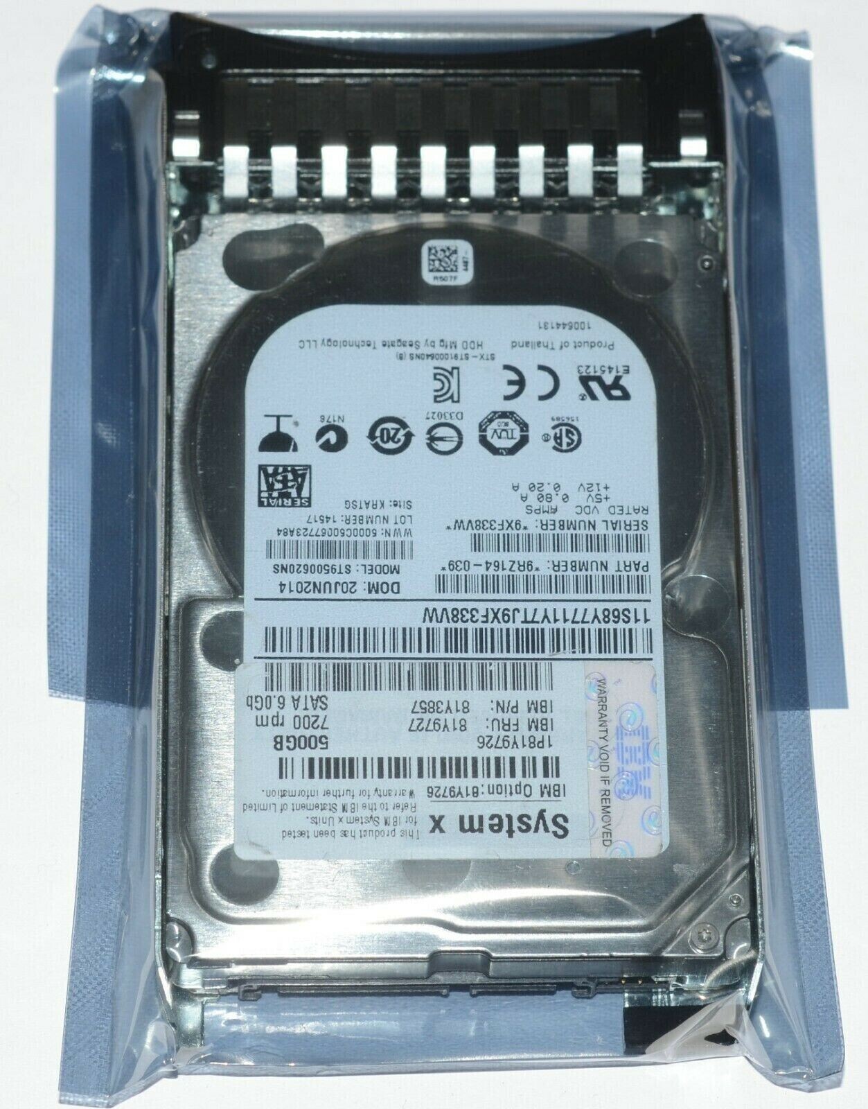 FOR IBM 81Y9727 81Y9726 81Y3857 500GB 7.2K 6G SFF 2.5" SATA NL HARD DRIVE