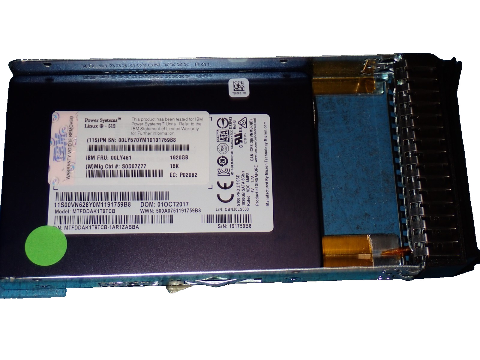 IBM 00LY461 1920GB 7.2K High-Speed 6 GB SATA SSD Internal Solid-State Drive