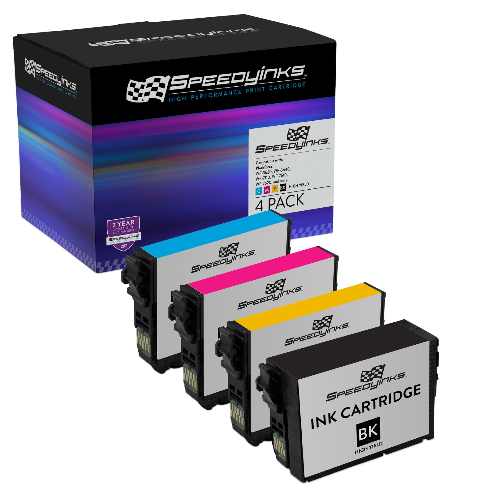SPEEDYINKS 4Pk Replacement Cartridges for Epson Ink 252 XL 252XL T252XL
