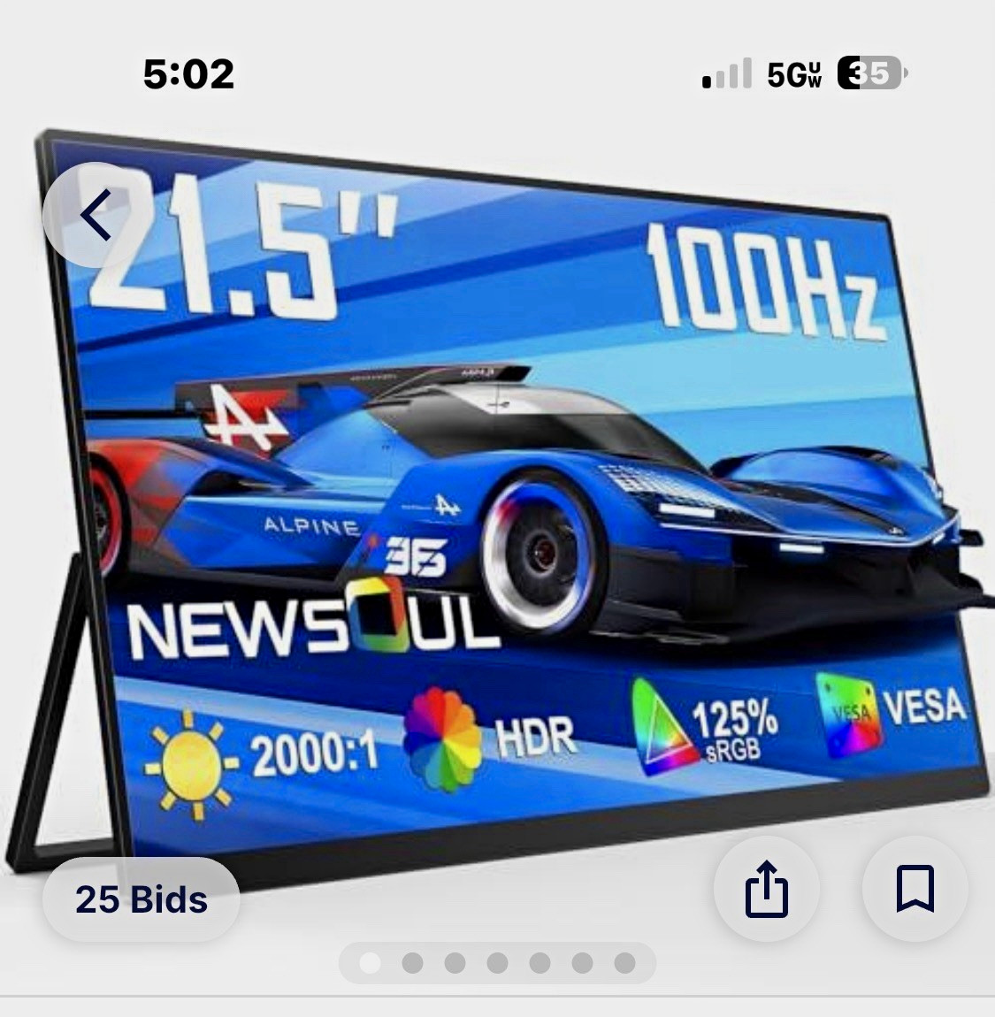 NEW SOUL Gaming 21.5in LCD Portable Monitor 1080p 100Hz 0.1ms HDR FreeSync VESA