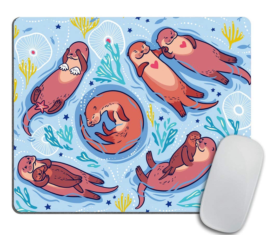 Animal Mouse pad, Cute Brown Otters Rectangle Non-Slip Rubber Mousepad PP-4