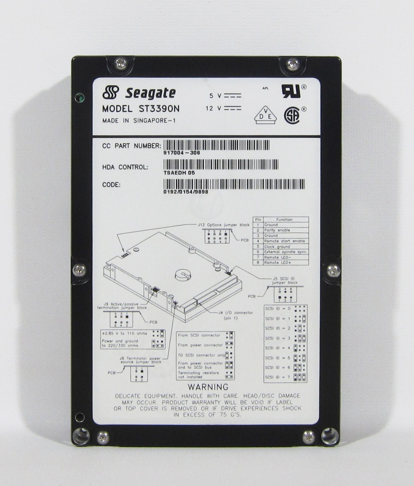 Seagate ST3390N 350MB 50-Pin 3.5" SCSI Hard Drive