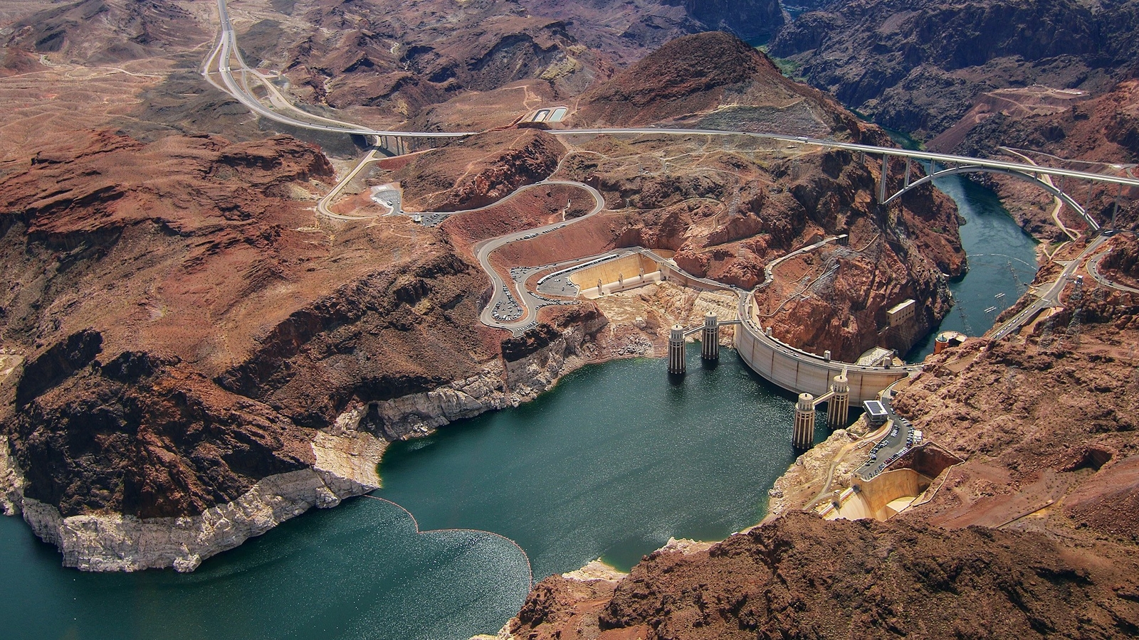 Landscape nature road hoover dam colorado river aerial Custom Gaming Mat Desk