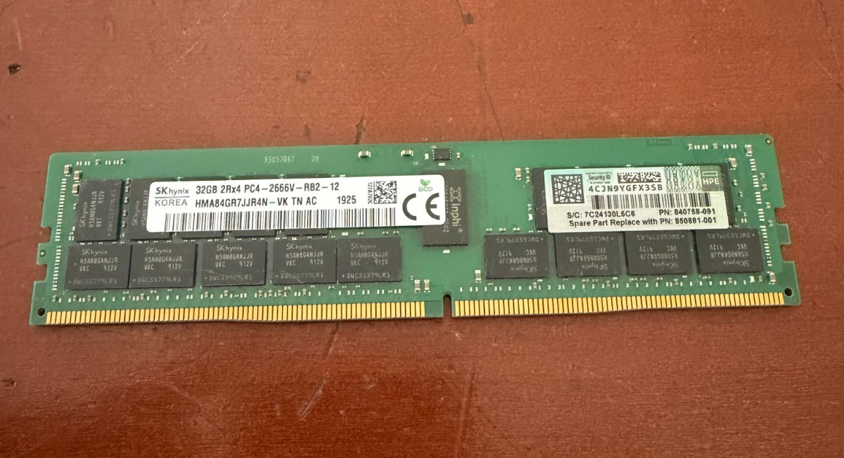 840758-091 HPE 32GB 2RX4 PC4-2666V DDR4 MEMORY 850881-001 815100-B21