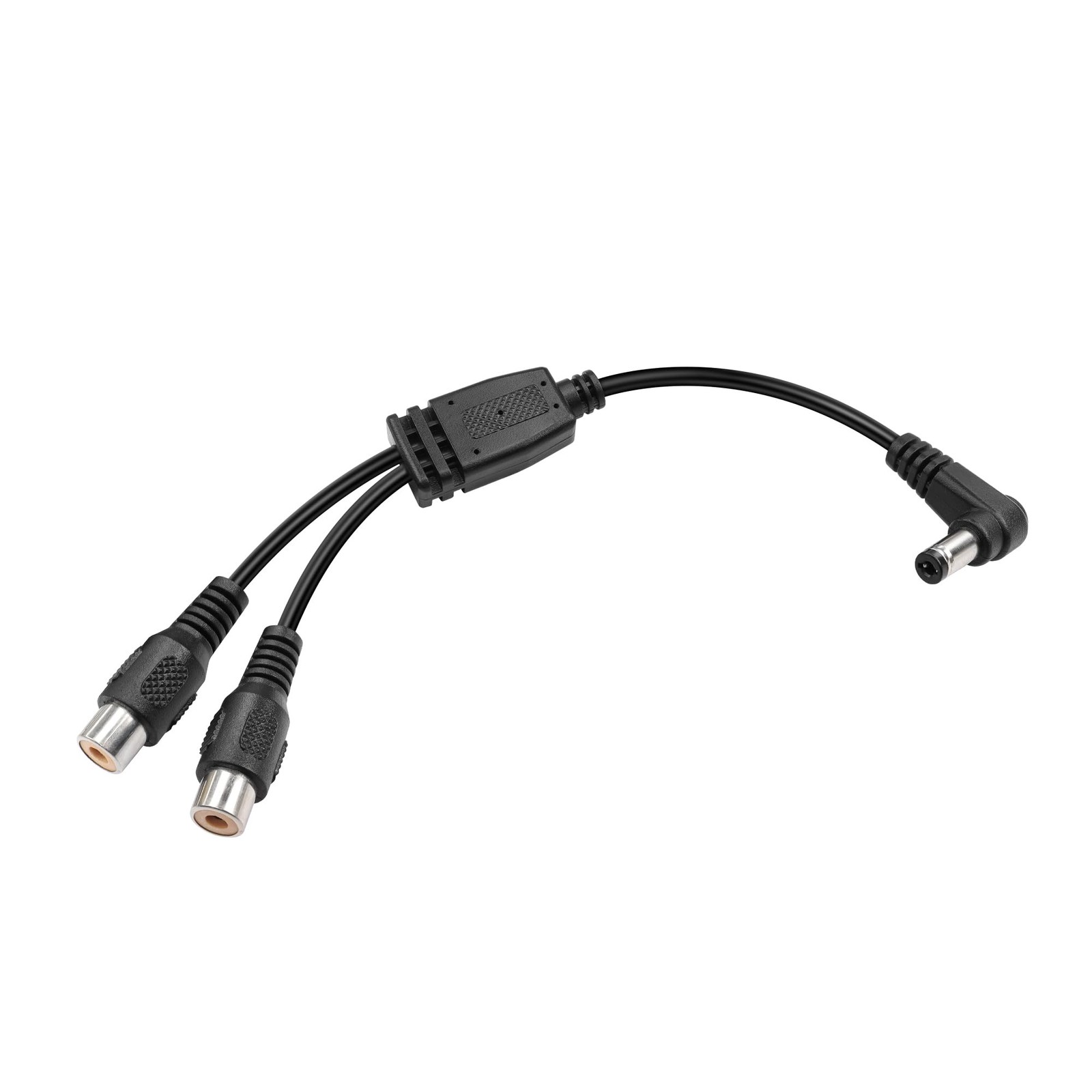 Short DC Power Splitter Right Angle 5.5mm x 2.1mm Male to Double RCA Female C...