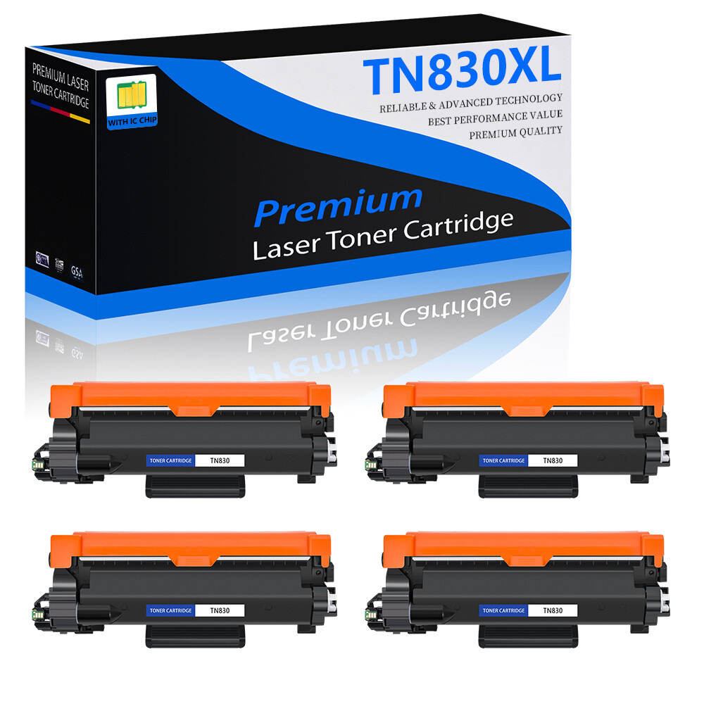 4PK TN830 TN830XL High Yield Black Toner Cartridge for MFC-L2820DW MFC-L2900DW