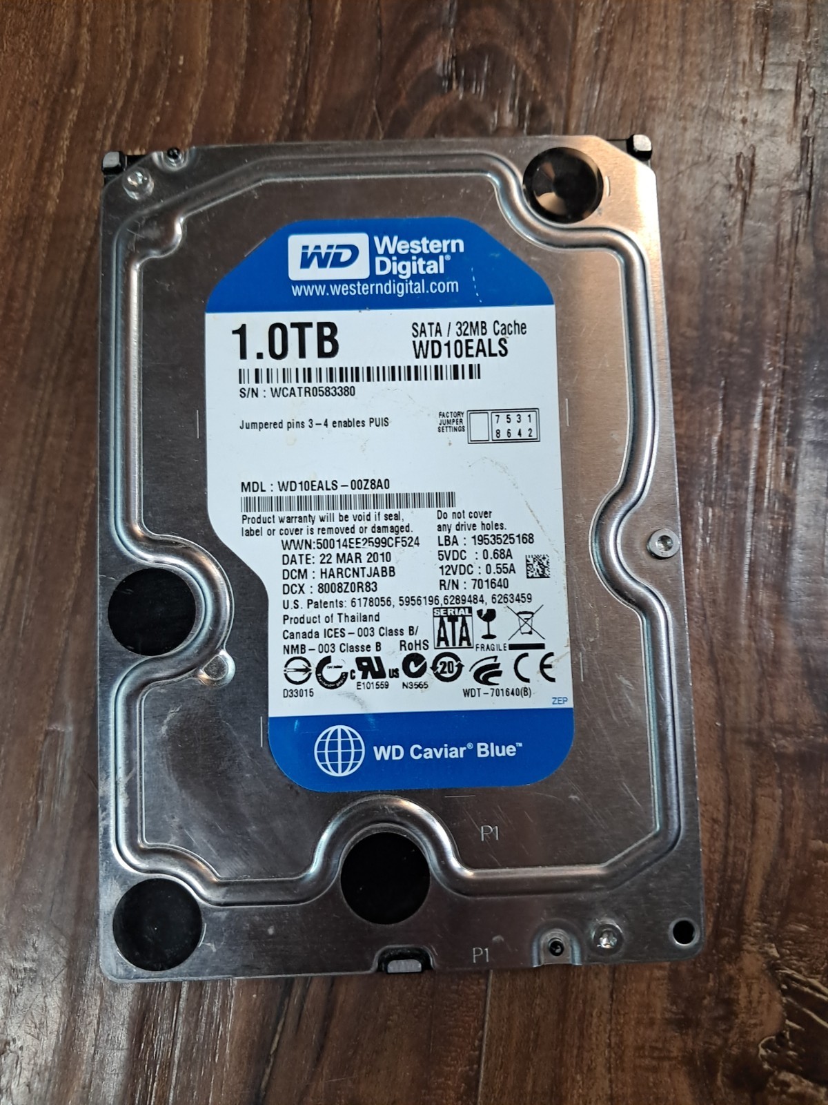 WESTERN DIGITAL RE3 WD10EALS-00Z8A0 1TB 32MB 3GBS SATA HDD (Read Desc)